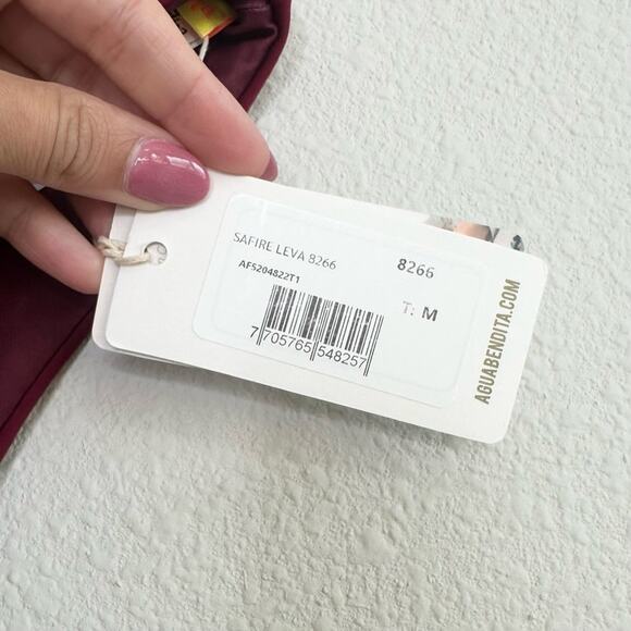 Agua Bendita Genoveva Leva Top & Safire Leva Bottom Burgundy Swimsuit Medium - Picture 7 of 7